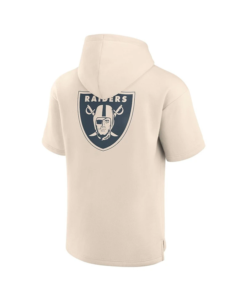 Fanatics Men's Cream Las Vegas Raiders Elements Future Ground Lettering Short Sleeve Pullover Hoodie