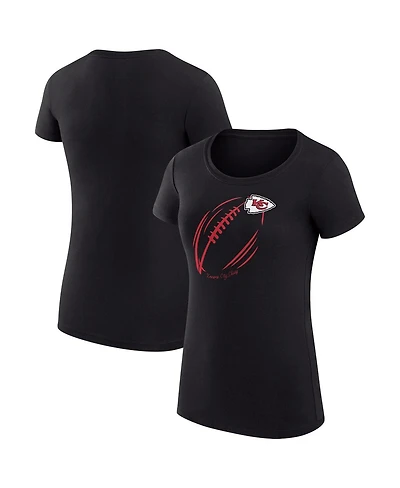 G-iii 4Her by Carl Banks Women's Black Kansas City Chiefs Super-Slim Fit Lightweight Subtle Football T-Shirt