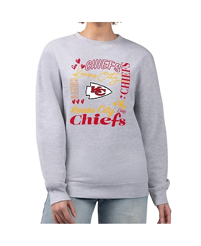 G-iii 4Her by Carl Banks Women's Heather Gray Kansas City Chiefs Collage Graphic Fleece Pullover Sweatshirt