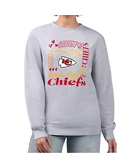 G-iii 4Her by Carl Banks Women's Heather Gray Kansas City Chiefs Collage Graphic Fleece Pullover Sweatshirt