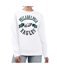 G-iii 4Her by Carl Banks Women's White Philadelphia Eagles Large Team Graphic Fleece Pullover Sweatshirt