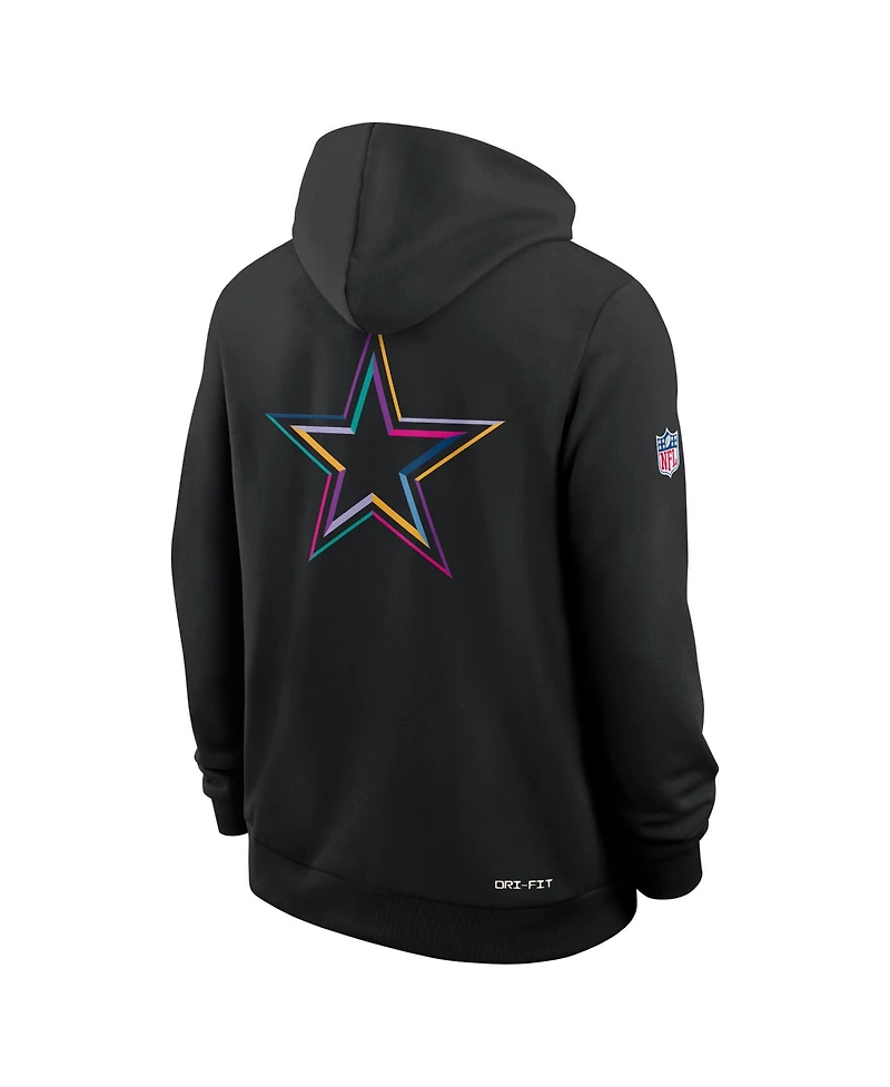 Nike Men's Black Dallas Cowboys Tall 2025 Nfl Crucial Catch Sideline Standard Issue Dri-fit Hoodie