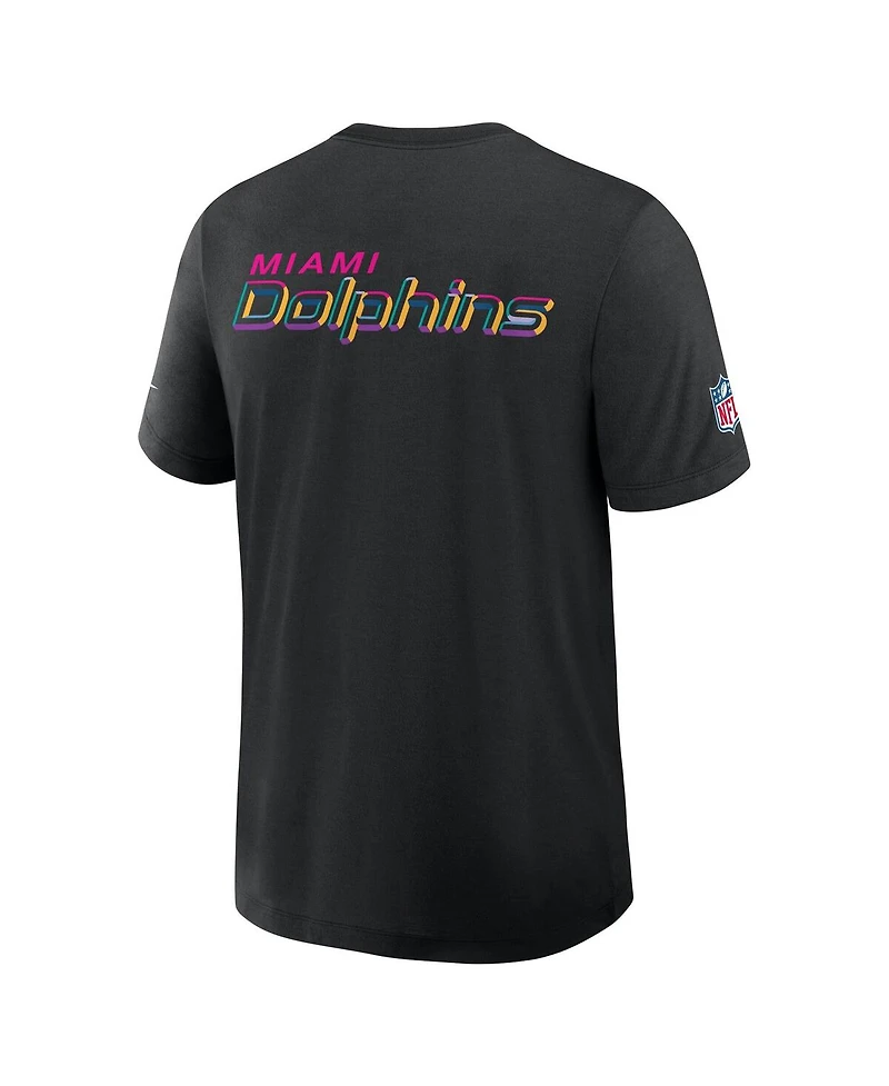 Nike Men's Black Miami Dolphins 2025 Nfl Crucial Catch Tri-Blend Dri-fit T-Shirt