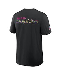 Nike Men's Black Miami Dolphins 2025 Nfl Crucial Catch Tri-Blend Dri-fit T-Shirt