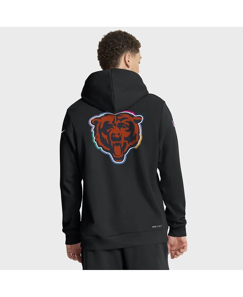 Nike Men's Black Chicago Bears 2025 Nfl Crucial Catch Sideline Standard Issue Dri-fit Hoodie