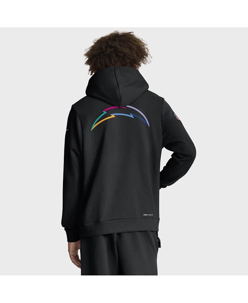 Nike Men's Black Los Angeles Chargers 2025 Nfl Crucial Catch Sideline Standard Issue Dri-fit Hoodie