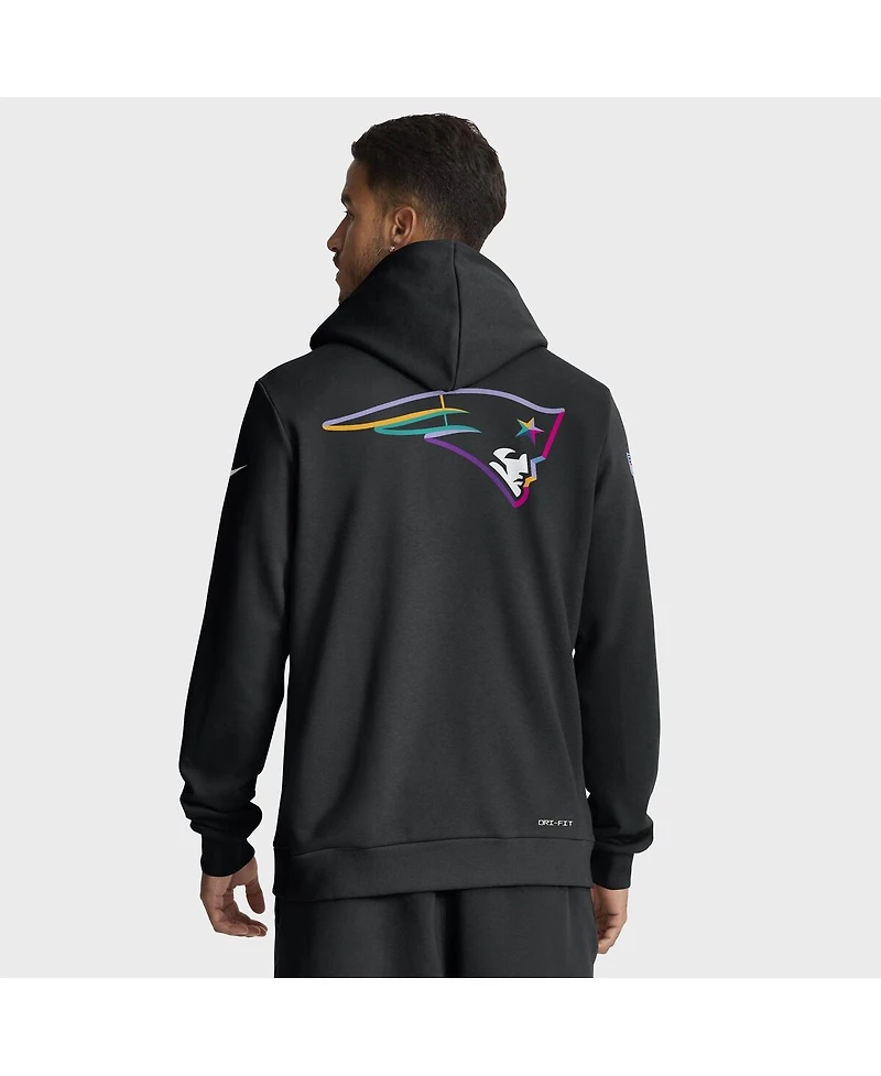 Nike Men's Black New England Patriots 2025 Nfl Crucial Catch Sideline Standard Issue Dri-fit Hoodie