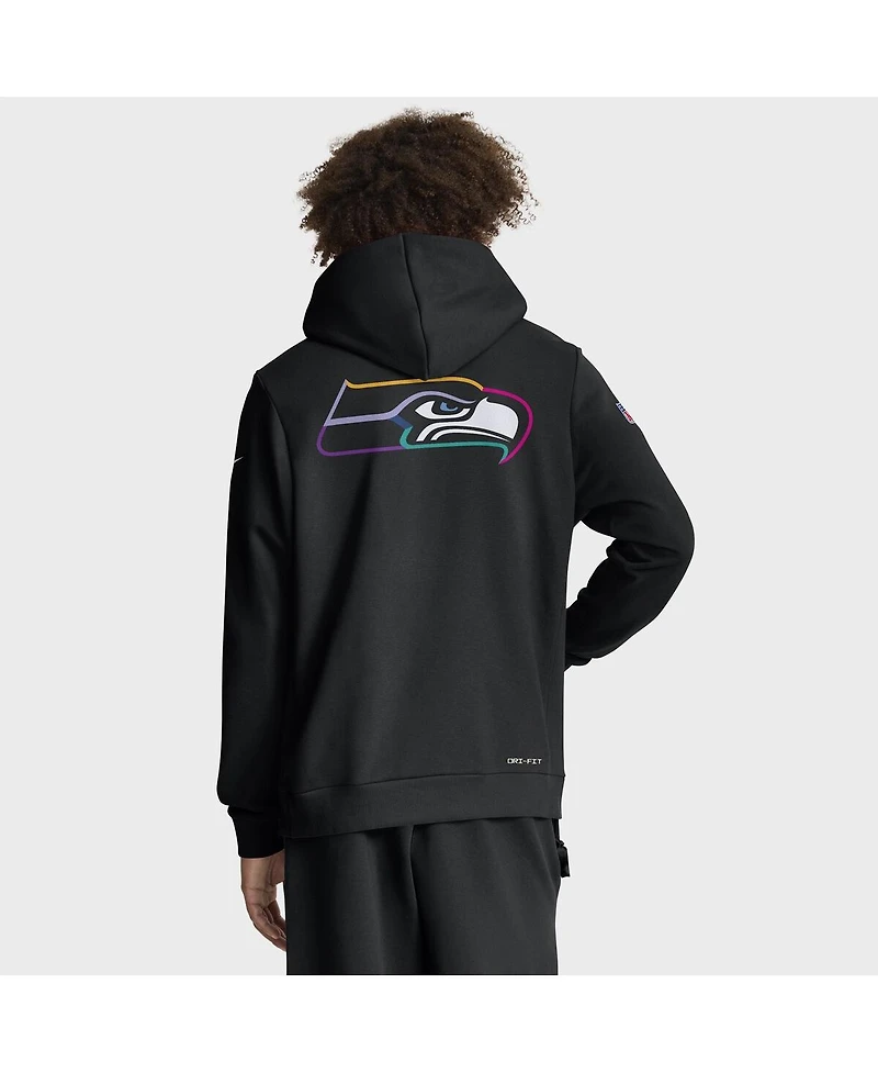Nike Men's Black Seattle Seahawks 2025 Nfl Crucial Catch Sideline Standard Issue Dri-fit Hoodie