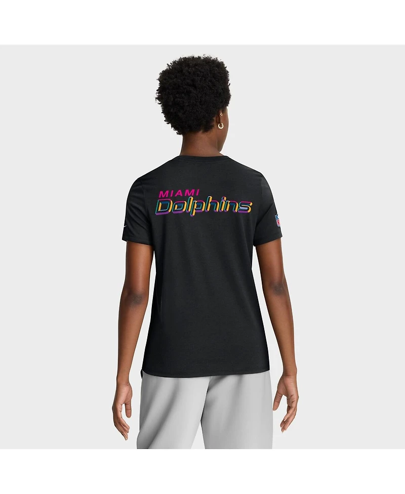 Nike Women's Black Miami Dolphins 2025 Nfl Crucial Catch Tri-Blend Dri-fit T-Shirt