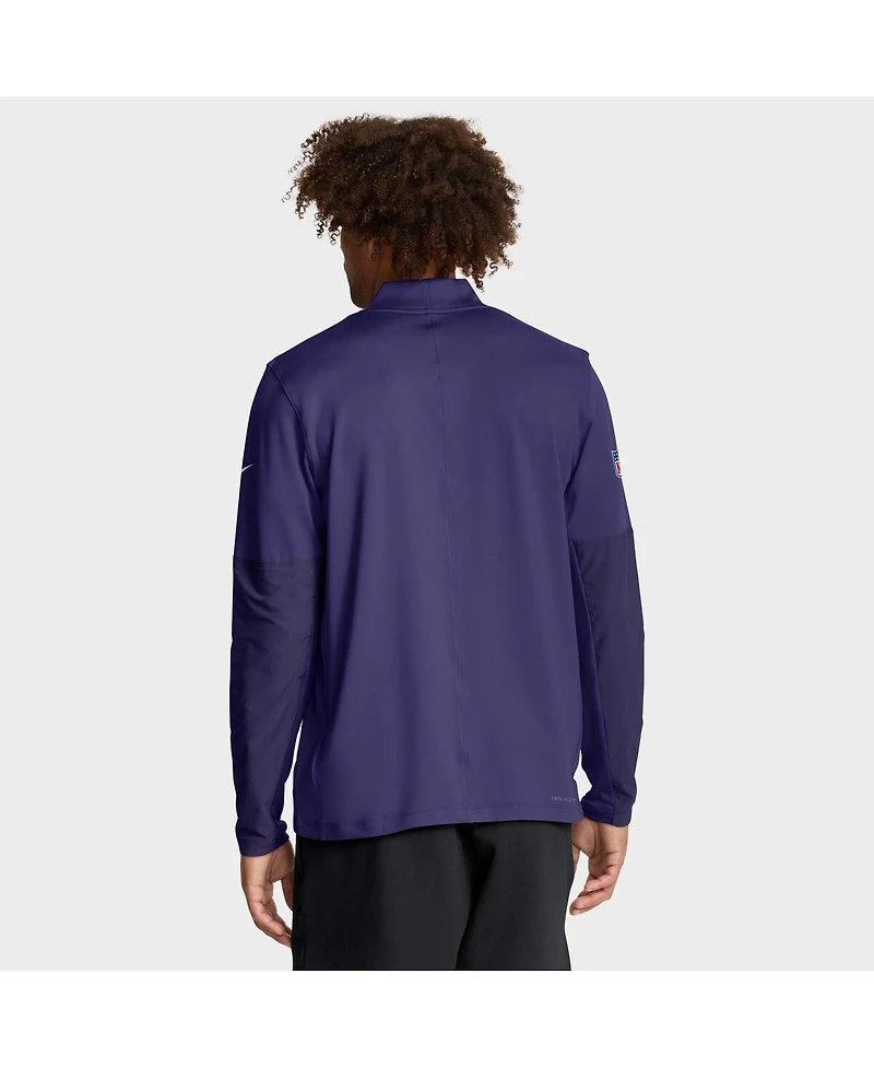 Nike Men's Purple Baltimore Ravens Sideline Dri-fit Half-Zip Pullover Sweatshirt