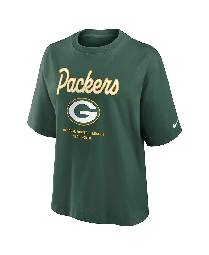 Nike Women's Green Bay Packers Essential Script Relaxed Boxy T-Shirt