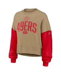Nike Women's Tan San Francisco 49ers Oversized Rewind Pullover Sweatshirt