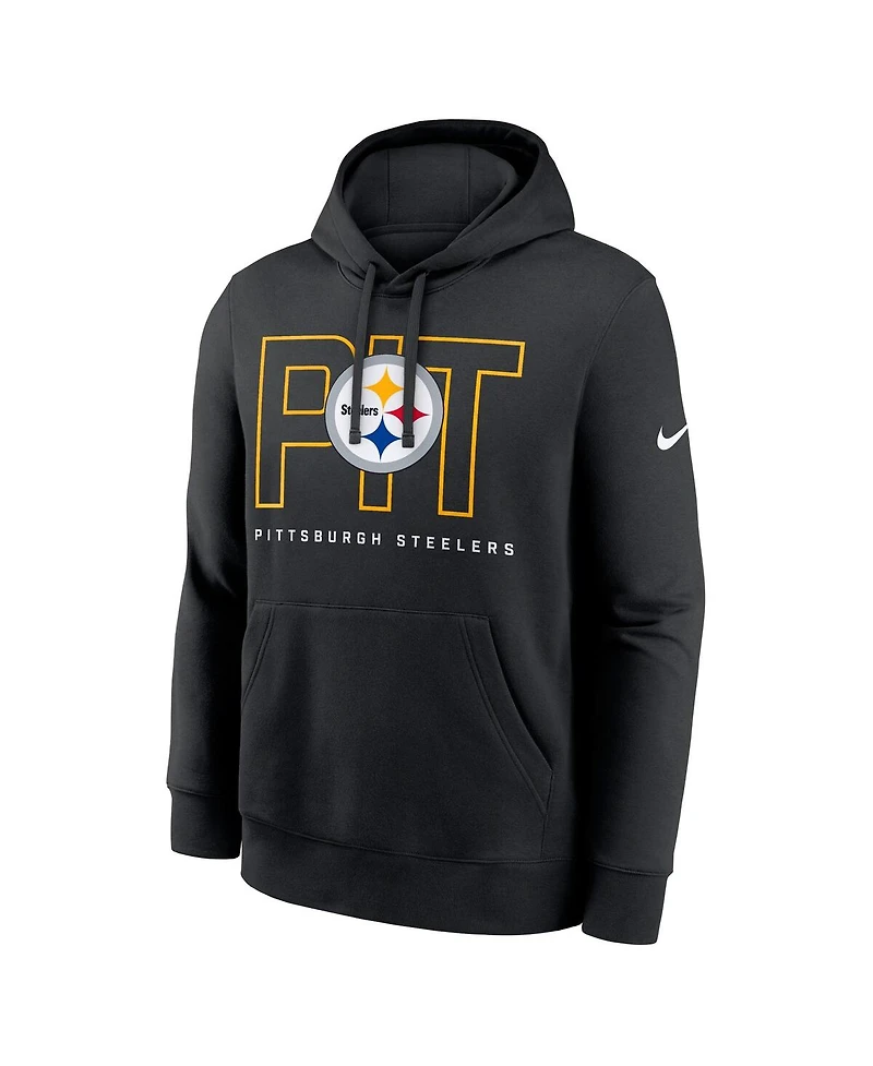 Nike Men's Black Pittsburgh Steelers Busted Play Club Fleece Pullover Hoodie