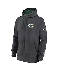 Nike Men's Anthracite Green Bay Packers Primetime Club Full-Zip Hoodie