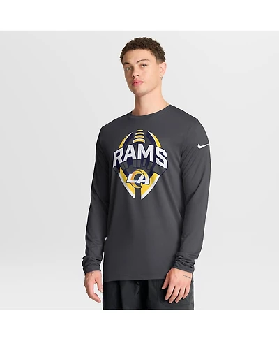 Nike Men's Anthracite Los Angeles Rams Primetime Legend Icon Performance Long Sleeve T-Shirt