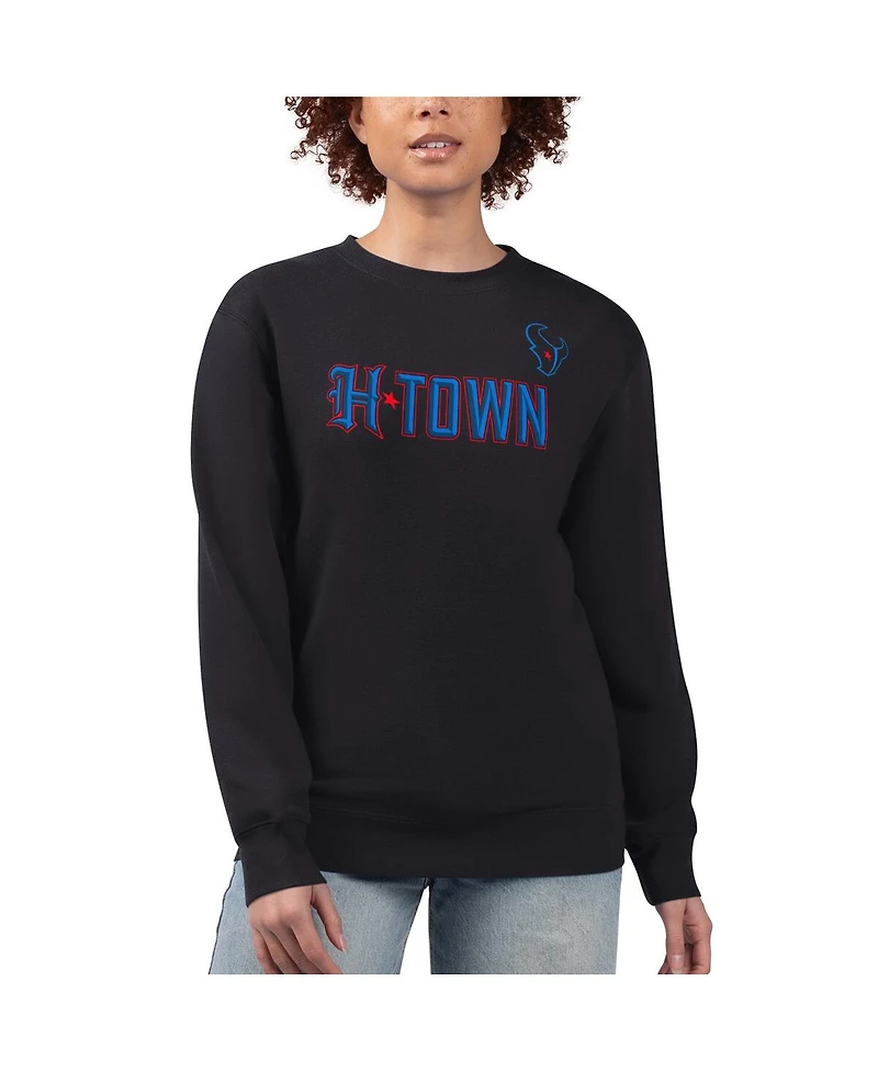 G-iii 4Her by Carl Banks Women's Black Houston Texans H-Town Fleece Pullover Sweatshirt