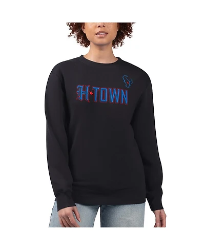 G-iii 4Her by Carl Banks Women's Black Houston Texans H-Town Fleece Pullover Sweatshirt