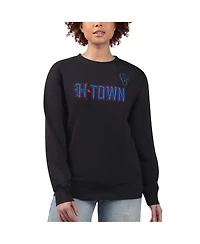 G-iii 4Her by Carl Banks Women's Black Houston Texans H-Town Fleece Pullover Sweatshirt