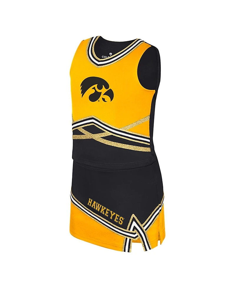 Colosseum Big Girls 2-Piece Black Iowa Hawkeyes Lollipop Park Cheer Set