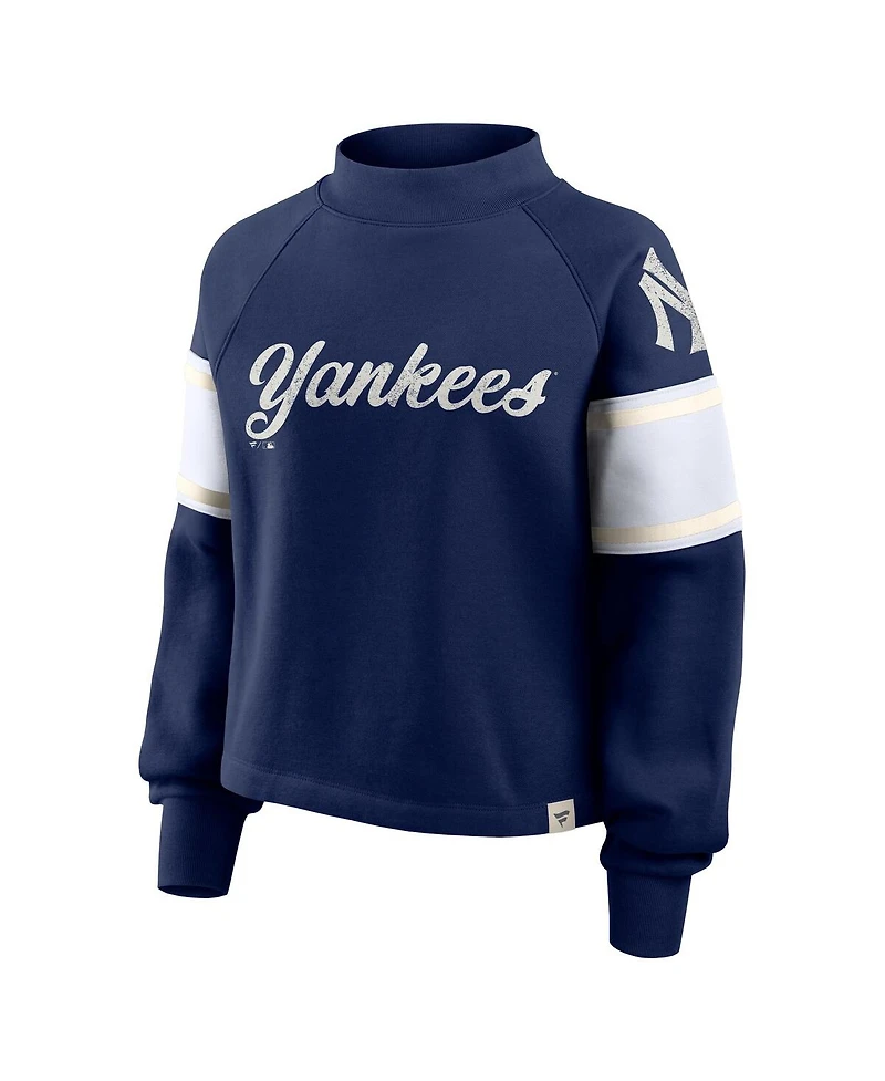 Fanatics Women's Navy New York Yankees Oversized Toss Sweep Raglan Pullover Sweatshirt