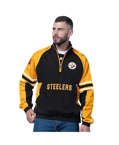 Starter Men's Black Pittsburgh Steelers Prospect Half-Zip Pullover Sweatshirt