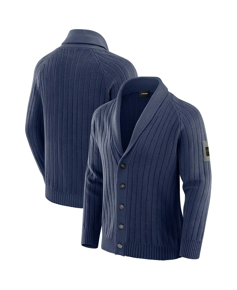 J. Palmer Men's Navy Seattle Seahawks the Playmaker Cardigan Raglan Sweater