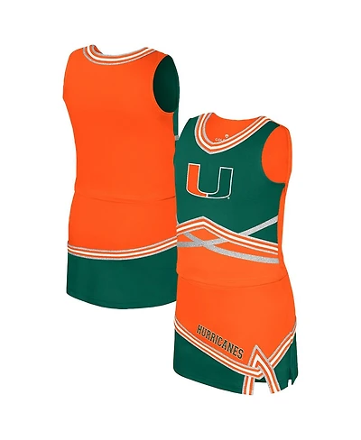 Colosseum Big Girls 2-Piece Orange Miami Hurricanes Lollipop Park Cheer Set
