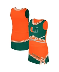 Colosseum Big Girls 2-Piece Orange Miami Hurricanes Lollipop Park Cheer Set