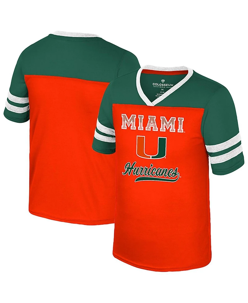 Colosseum Big Girls Orange Miami Hurricanes Princess Bubblegum Bling T-Shirt
