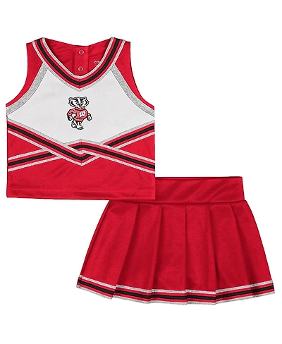 Colosseum Girls Toddler 2-Piece Red Wisconsin Badgers Lollipop Park Cheer Set