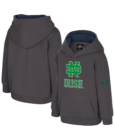 Colosseum Toddler Charcoal Notre Dame Fighting Irish Big Logo Volume Fleece Pullover Hoodie