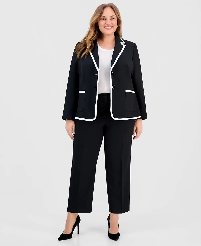 Kasper Plus Stretch Crepe Two-Button Blazer