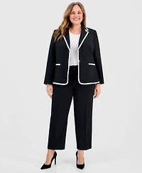 Kasper Plus Stretch Crepe Two-Button Blazer