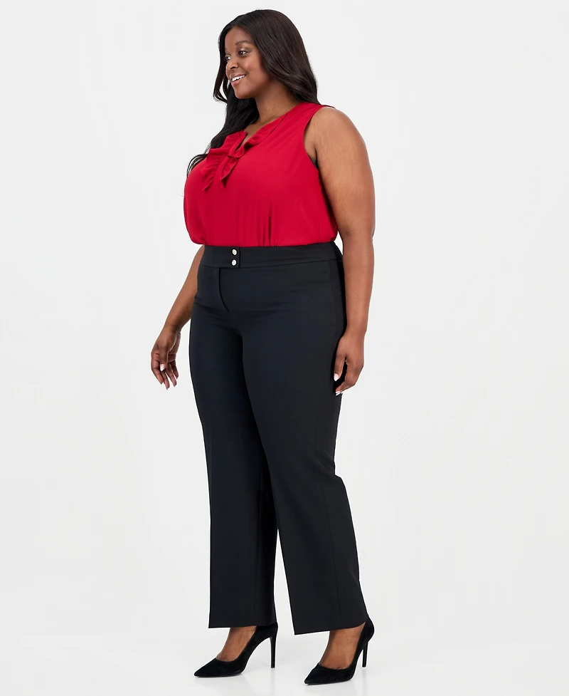 Kasper Plus High-Rise Wide-Leg Pants