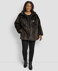 Dkny Plus Hooded Toggle Coat