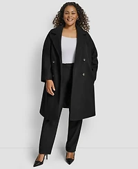 Dkny Plus Belted Notch Collar Coat