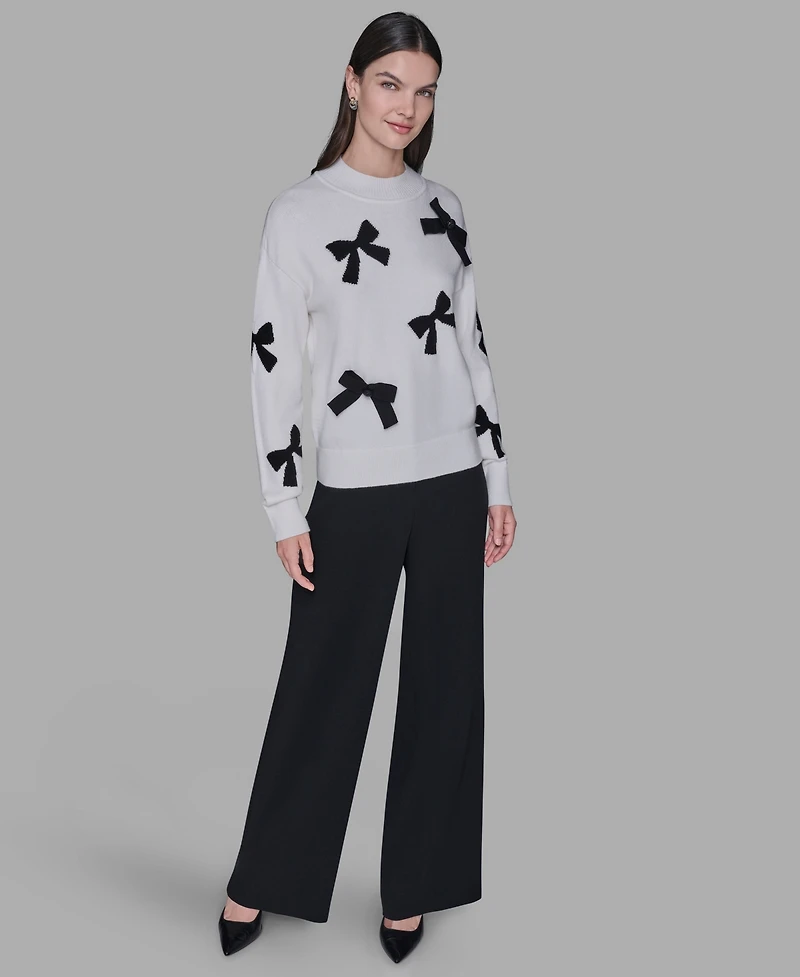 Karl Lagerfeld Paris Women's All-Over Bow Sweater