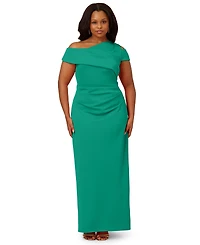 Adrianna Papell Plus Asymmetrical Draped Gown