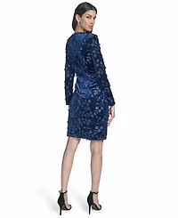 Eliza J Petite Jewel Neck Long Sleeve Cocktail Dress