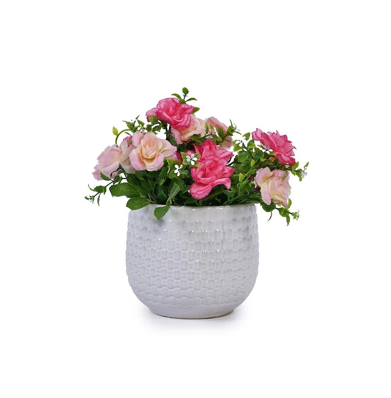 Chic Crate 3 Piece Ceramic Flowerpot Set with Drainage Modern Planters for Patio, Garden & Indoor Windowsills