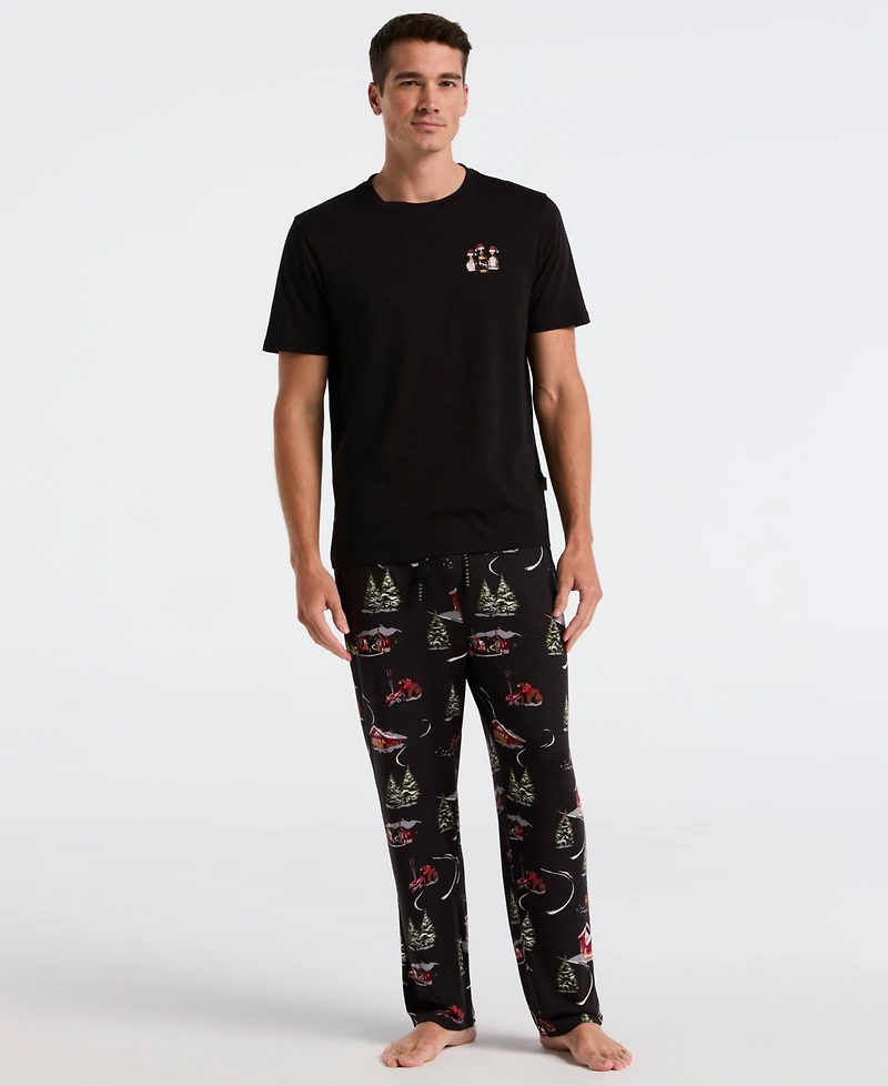 Perry Ellis Portfolio Men's Deluxe Touch Snow Day Print Pajama Pants