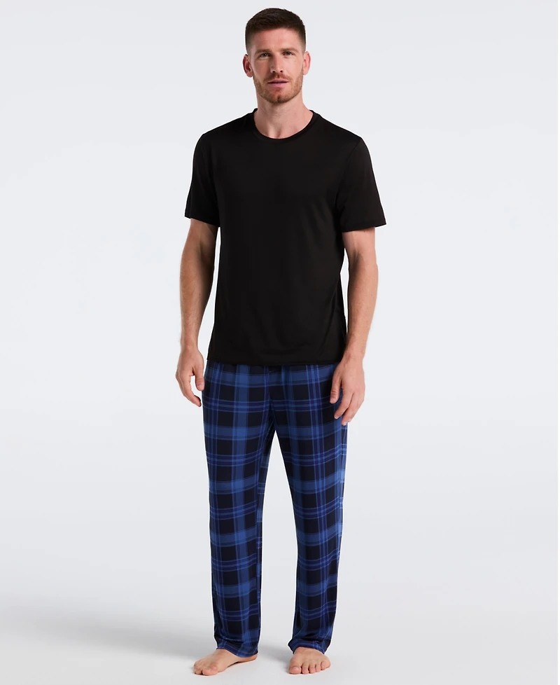 Perry Ellis Portfolio Men's Deluxe Touch Plaid Print Pajama Pants