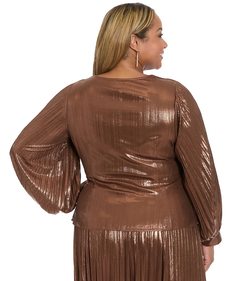Muse Plus Radiating Pleats Long Sleeve Top