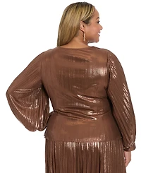 Muse Plus Radiating Pleats Long Sleeve Top