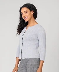 Cable & Gauge Women's Textured Rib Crewneck Cardigan