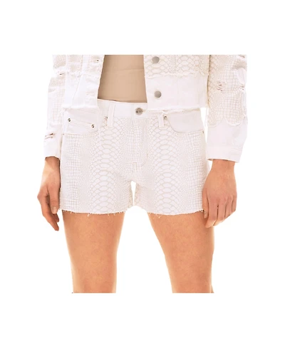 Blue Revival Women's Mila High-Rise Snake Print Denim Shorts