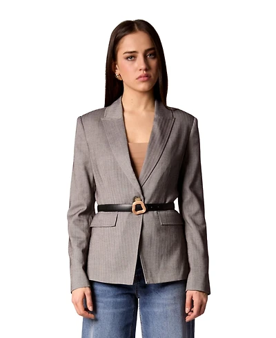 Blue Revival Women's Taylor Grey Herringbone Belted Blazer