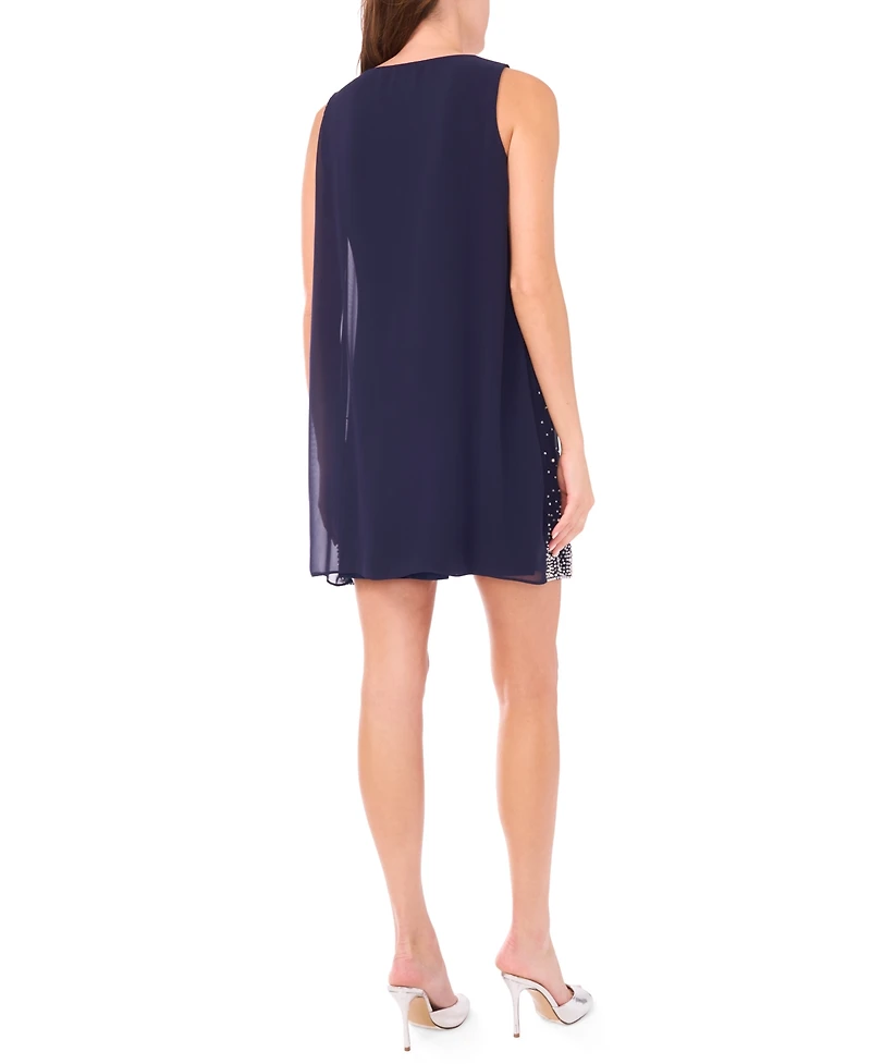 Msk Petite V-Neck Sleeveless Beaded Dress