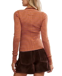 Free People Women's Lake Henley Striped Top