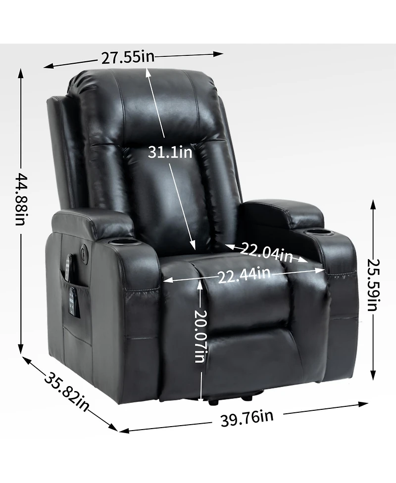 Clihome Infinite Position Up to 350 Lbs Power Lift Recliner Chair for Elderly Heavy Duty Motion Mechanism with 8 Point Vibration Massage and Lumbar He